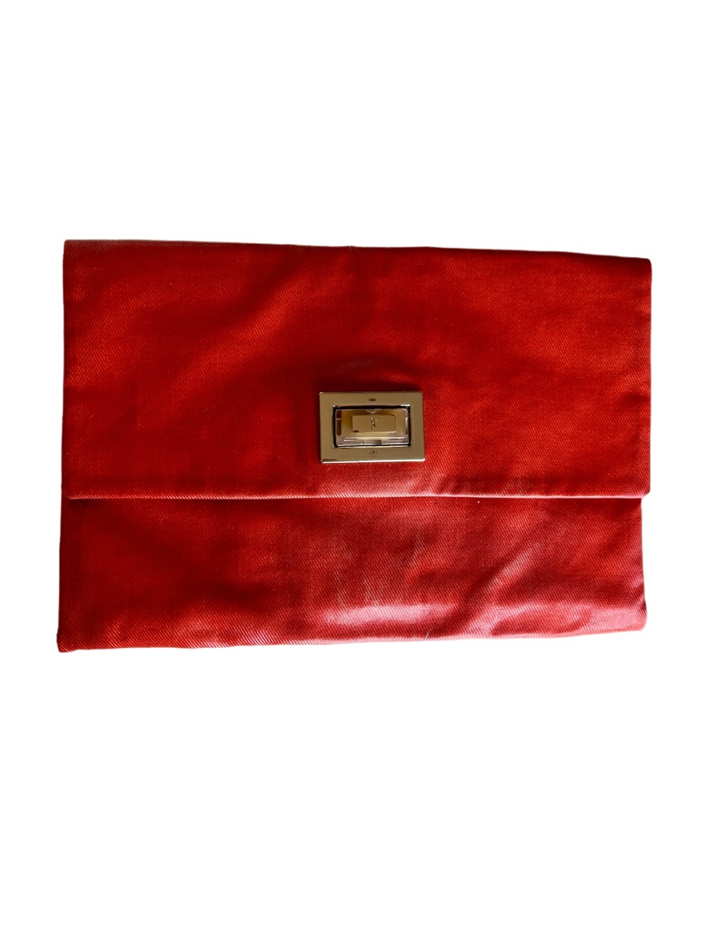 Anya Hindmarch Orange Soft Patent leather Clutch with Gold Hardware